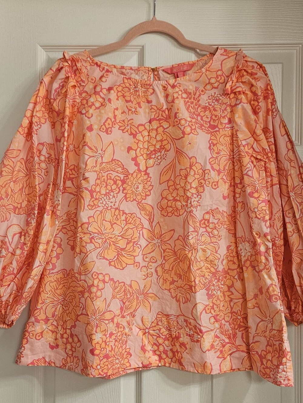 Lilly Pulitzer Barabara 3/4-Sleeve Mandevilla Baby Days Bloom EUC Sz XL